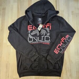 Ecko Unltd. Jackets Mens Med Black Full Zip Outdoor Hood Streetwear Hip Hop Y2K